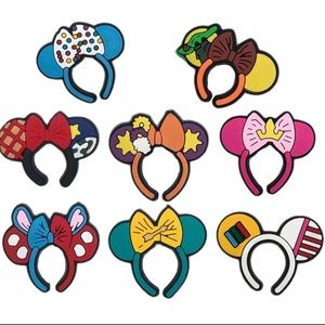 8pcs Minnie Mouse Headband Ears Shoe Decorations Clogs Crocs Sandal Jibbitz
